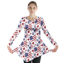 Peace Love America Icreate Long Sleeve Tunic  by iCreate