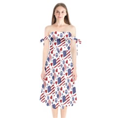 Peace Love America Icreate Shoulder Tie Bardot Midi Dress by iCreate