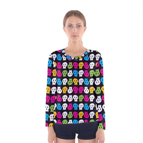 Pattern Painted Skulls Icreate Women s Long Sleeve Tee by iCreate