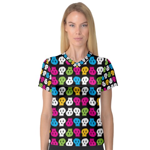 Pattern Painted Skulls Icreate V-neck Sport Mesh Tee by iCreate