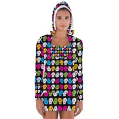 Pattern Painted Skulls Icreate Long Sleeve Hooded T-shirt by iCreate