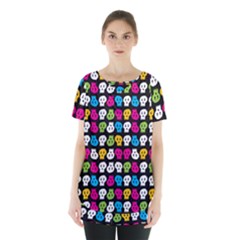 Pattern Painted Skulls Icreate Skirt Hem Sports Top