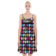 Pattern Painted Skulls Icreate Spaghetti Strap Velvet Dress