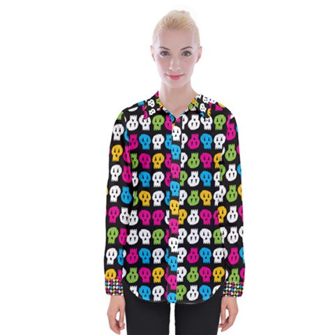 Pattern Painted Skulls Icreate Womens Long Sleeve Shirt by iCreate