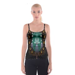 Temple Of Yoga In Light Peace And Human Namaste Style Spaghetti Strap Top by pepitasart