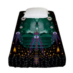 Temple Of Yoga In Light Peace And Human Namaste Style Fitted Sheet (single Size) by pepitasart