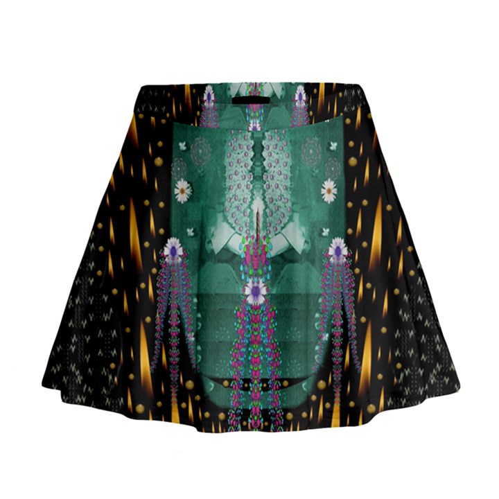 Temple Of Yoga In Light Peace And Human Namaste Style Mini Flare Skirt