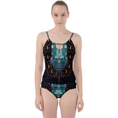 Temple Of Yoga In Light Peace And Human Namaste Style Cut Out Top Tankini Set