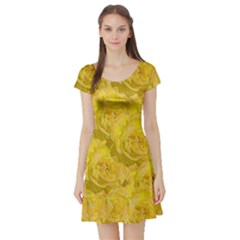 Summer Yellow Roses Dancing In The Season Short Sleeve Skater Dress by pepitasart