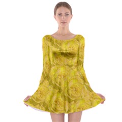 Summer Yellow Roses Dancing In The Season Long Sleeve Skater Dress by pepitasart