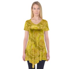 Summer Yellow Roses Dancing In The Season Short Sleeve Tunic  by pepitasart