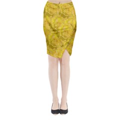 Summer Yellow Roses Dancing In The Season Midi Wrap Pencil Skirt by pepitasart