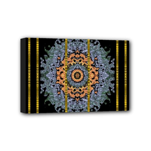 Blue Bloom Golden And Metal Mini Canvas 6  X 4  by pepitasart