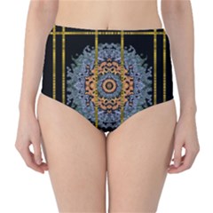 Blue Bloom Golden And Metal High-waist Bikini Bottoms by pepitasart