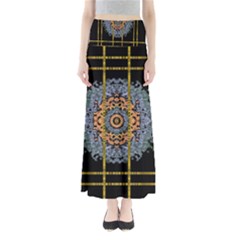 Blue Bloom Golden And Metal Full Length Maxi Skirt by pepitasart