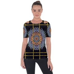 Blue Bloom Golden And Metal Short Sleeve Top