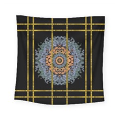 Blue Bloom Golden And Metal Square Tapestry (small) by pepitasart