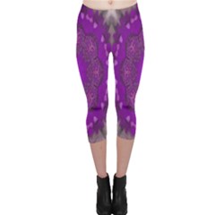 Fantasy-flowers In Harmony  In Lilac Capri Leggings  by pepitasart