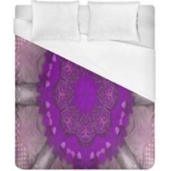 Fantasy-flowers In Harmony  In Lilac Duvet Cover (california King Size) by pepitasart