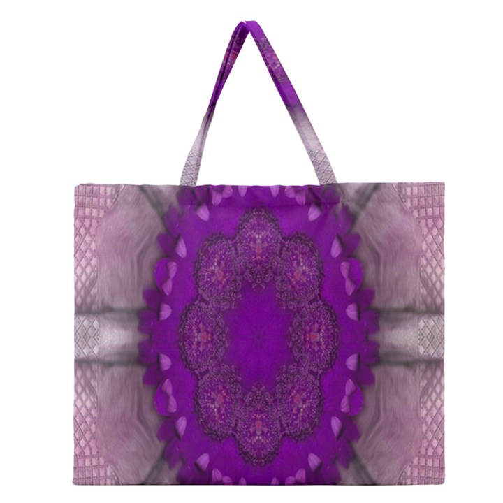 fantasy-flowers in harmony  in lilac Zipper Large Tote Bag