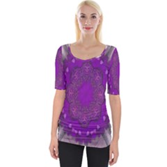 Fantasy-flowers In Harmony  In Lilac Wide Neckline Tee