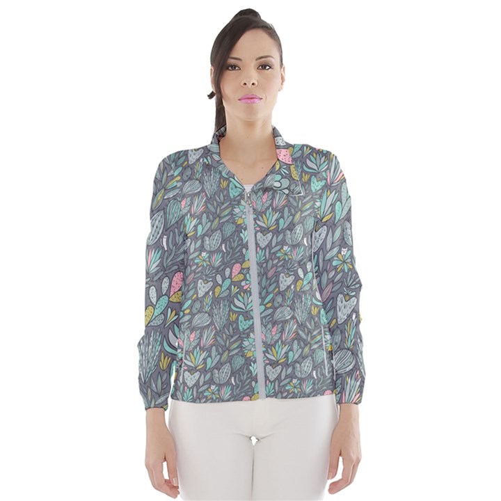 Cactus Pattern Green  Wind Breaker (Women)