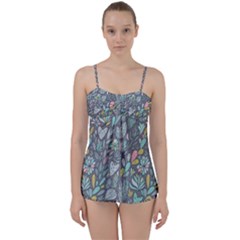 Cactus Pattern Green  Babydoll Tankini Set