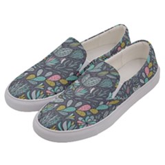 Cactus Pattern Green  Men s Canvas Slip Ons by kostolom3000shop