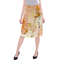 Wonderful Floral Design In Soft Colors Midi Beach Skirt by FantasyWorld7