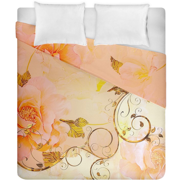 Wonderful Floral Design In Soft Colors Duvet Cover Double Side (California King Size)