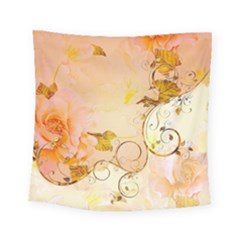 Wonderful Floral Design In Soft Colors Square Tapestry (small) by FantasyWorld7