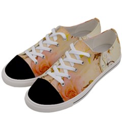 Wonderful Floral Design In Soft Colors Women s Low Top Canvas Sneakers