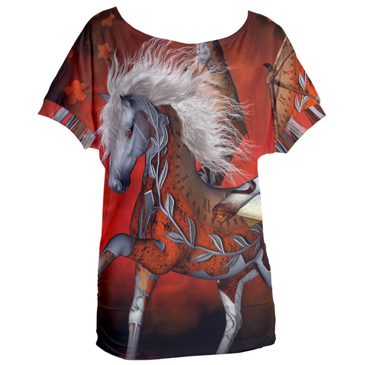 Awesome Steampunk Horse With Wings Women s Oversized Tee