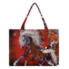 Awesome Steampunk Horse With Wings Medium Tote Bag by FantasyWorld7