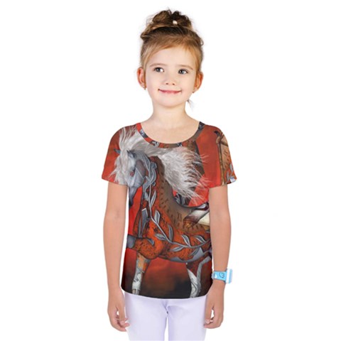 Awesome Steampunk Horse With Wings Kids  One Piece Tee by FantasyWorld7