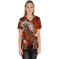 Awesome Steampunk Horse With Wings Scrub Top