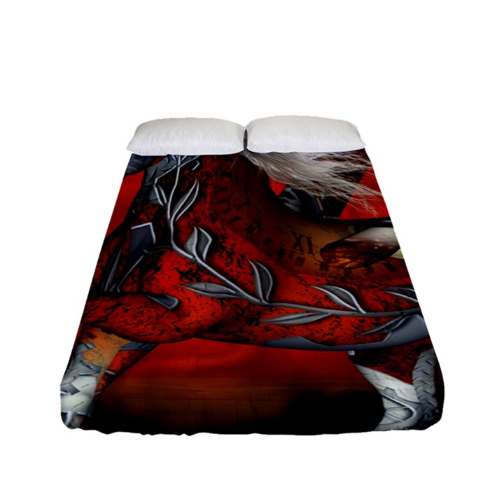 Awesome Steampunk Horse With Wings Fitted Sheet (Full/ Double Size)