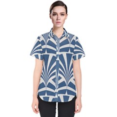 Teal,white,art Deco,pattern Women s Short Sleeve Shirt