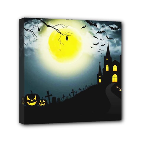 Halloween Landscape Mini Canvas 6  X 6  by Valentinaart