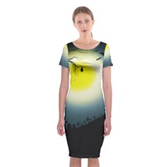 Halloween Landscape Classic Short Sleeve Midi Dress by Valentinaart