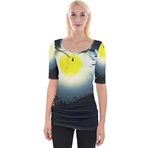 Halloween Landscape Wide Neckline Tee by Valentinaart