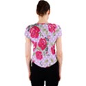 Shabby chic,pink,roses,polka dots Crew Neck Crop Top View2