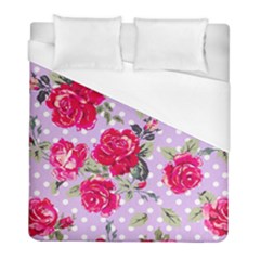 Shabby Chic,pink,roses,polka Dots Duvet Cover (full/ Double Size) by NouveauDesign