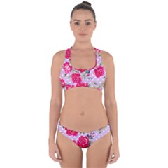 Shabby Chic,pink,roses,polka Dots Cross Back Hipster Bikini Set