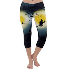 Halloween Landscape Capri Yoga Leggings by Valentinaart