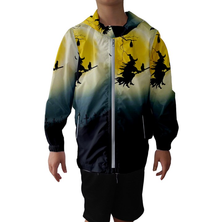 Halloween landscape Hooded Wind Breaker (Kids)