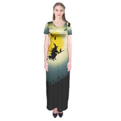 Halloween landscape Short Sleeve Maxi Dress