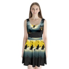 Halloween landscape Split Back Mini Dress 