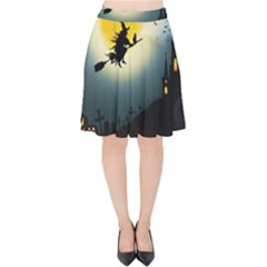 Halloween Landscape Velvet High Waist Skirt