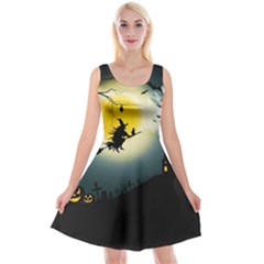 Halloween landscape Reversible Velvet Sleeveless Dress